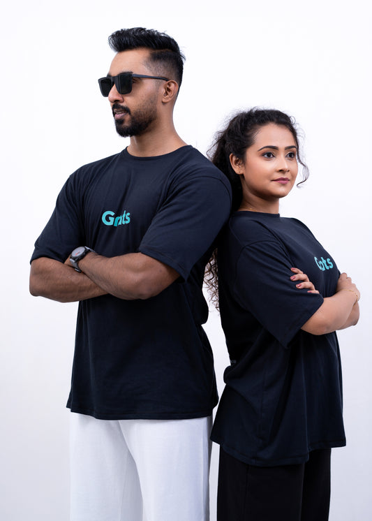 Grats Oversized Crew Neck Tee - Elephant Black - Unisex